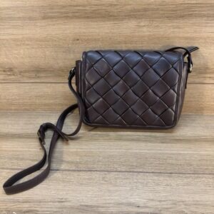 Marta Ponti Brown Woven Leather Shoulder Strap‎ Womens Crossbody Handbag Purse